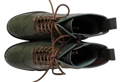 【TODAY'S 5525 ブルー】本革メダリオン靴紐ショートブーツ