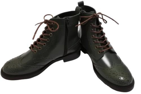 【TODAY'S 5525 ブルー】本革メダリオン靴紐ショートブーツ