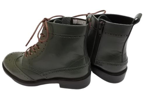 【TODAY'S 5525 ブルー】本革メダリオン靴紐ショートブーツ