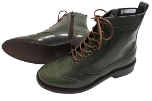 【TODAY'S 5525 ブルー】本革メダリオン靴紐ショートブーツ