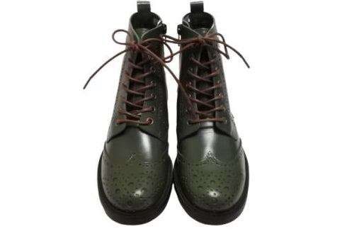 【TODAY'S 5525 ブルー】本革メダリオン靴紐ショートブーツ