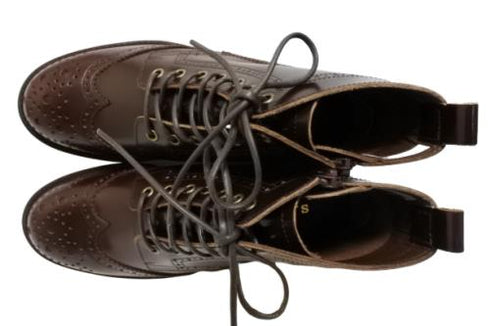 【TODAY'S 5525 チョコレート】本革メダリオン靴紐ショートブーツ