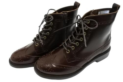 【TODAY'S 5525 チョコレート】本革メダリオン靴紐ショートブーツ