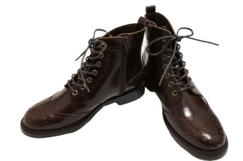 【TODAY'S 5525 チョコレート】本革メダリオン靴紐ショートブーツ