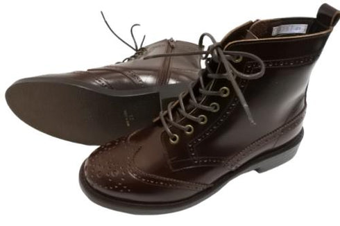 【TODAY'S 5525 チョコレート】本革メダリオン靴紐ショートブーツ