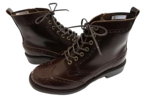 【TODAY'S 5525 チョコレート】本革メダリオン靴紐ショートブーツ