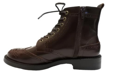 【TODAY'S 5525 チョコレート】本革メダリオン靴紐ショートブーツ