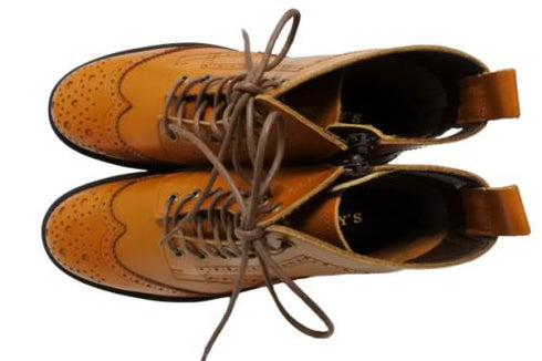 【TODAY'S 5525 マロンブラウン】本革メダリオン靴紐ショートブーツ