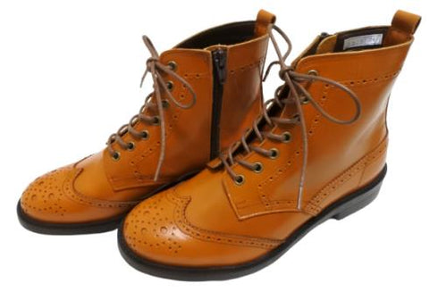 【TODAY'S 5525 マロンブラウン】本革メダリオン靴紐ショートブーツ