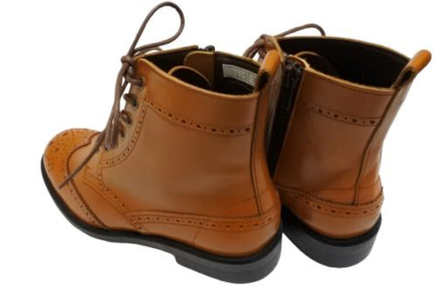 【TODAY'S 5525 マロンブラウン】本革メダリオン靴紐ショートブーツ