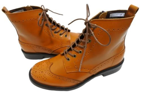 【TODAY'S 5525 マロンブラウン】本革メダリオン靴紐ショートブーツ