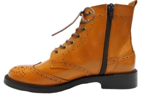 【TODAY'S 5525 マロンブラウン】本革メダリオン靴紐ショートブーツ