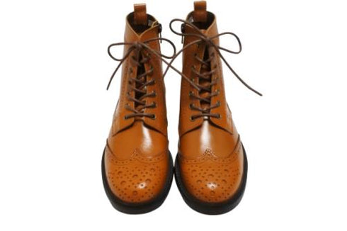 【TODAY'S 5525 マロンブラウン】本革メダリオン靴紐ショートブーツ