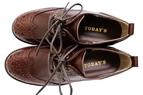 【TODAY'S 5528 チョコレート】本革メダリオンウイングチップトラッドシューズ