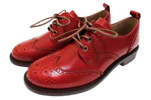【TODAY'S 5528 レッド】本革メダリオンウイングチップトラッドシューズ
