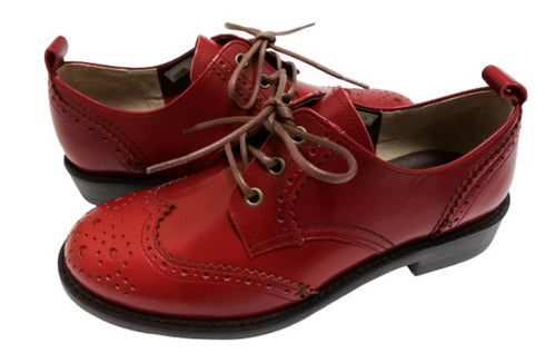【TODAY'S 5528 レッド】本革メダリオンウイングチップトラッドシューズ