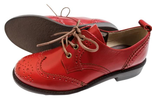 【TODAY'S 5528 レッド】本革メダリオンウイングチップトラッドシューズ