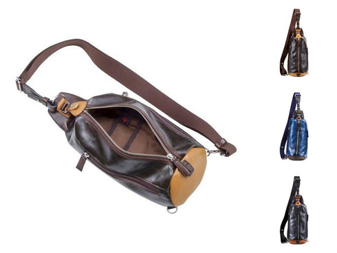 【豊岡鞄 木和田正昭商店 558388 ブルー】ORIGINAL BASIC 帆布PU×皮革ワンショルダーバッグ ボディバッグ