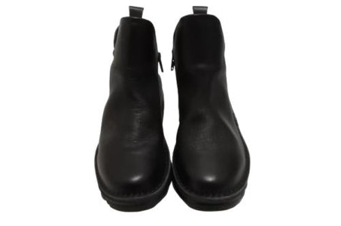 【TODAY's 7058 ブラック】幅広4EサイドジップV字カッティングショートブーツ