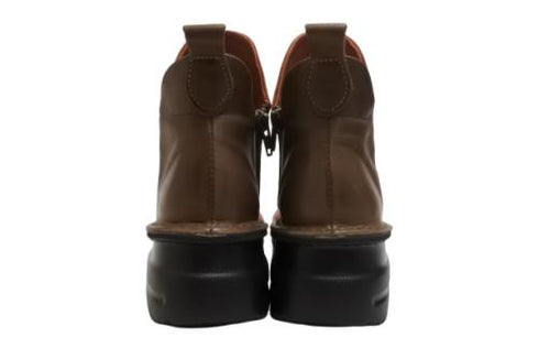 【TODAY's 7058 ブリック/グレー】幅広4EサイドジップV字カッティングショートブーツ