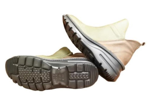 【TODAY's 7058 グリーン/グレー】幅広4EサイドジップV字カッティングショートブーツ