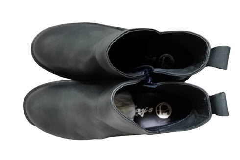 【TODAY's 7058 ネイビー】幅広4EサイドジップV字カッティングショートブーツ