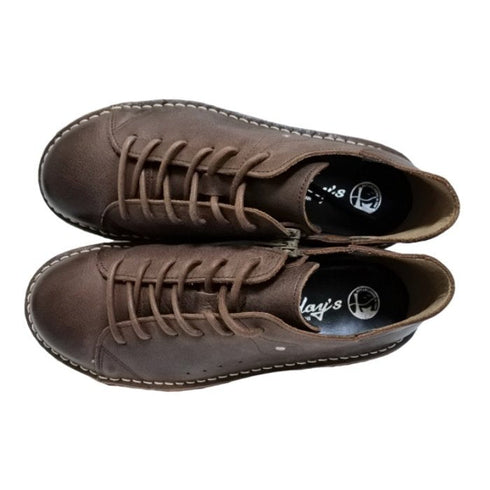 【TODAY'S 7091 ダークブラウン】スムースレザーサイドジップスニーカー メンズ