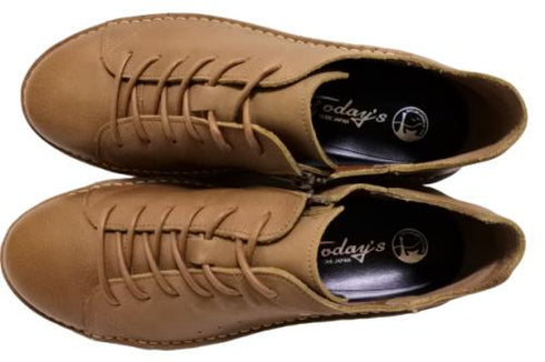 【TODAY'S 7091 サンドグレイ】スムースレザーサイドジップスニーカー メンズ