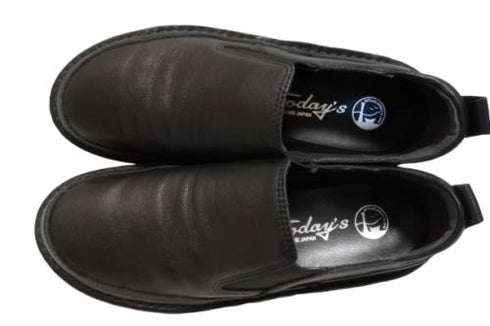 【TODAY's 7094 ブラック】幅広4E 軽量レザーサイドゴアスリッポン メンズ