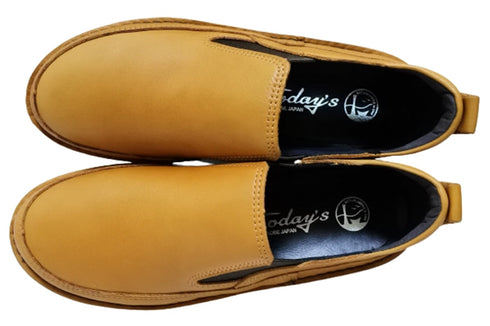 【TODAY's 7094 キャメル】幅広4E 軽量レザーサイドゴアスリッポン レディース