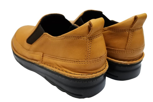 【TODAY's 7094 キャメル】幅広4E 軽量レザーサイドゴアスリッポン レディース