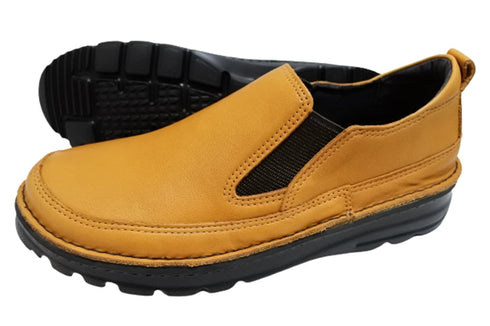 【TODAY's 7094 キャメル】幅広4E 軽量レザーサイドゴアスリッポン レディース