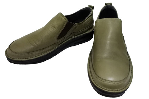 【TODAY's 7094 グリーン】幅広4E 軽量レザーサイドゴアスリッポン レディース