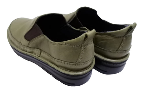 【TODAY's 7094 グリーン】幅広4E 軽量レザーサイドゴアスリッポン メンズ