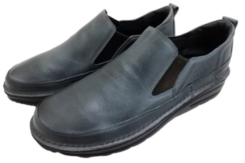 【TODAY's 7094 ネイビー】幅広4E 軽量レザーサイドゴアスリッポン メンズ