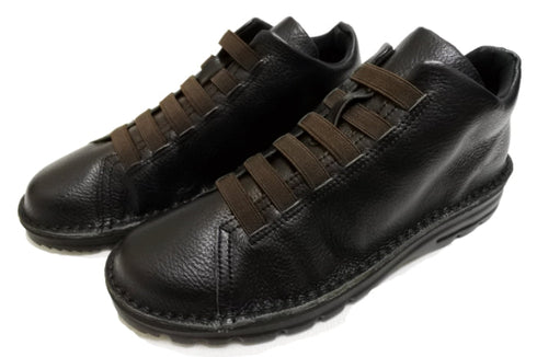 【TODAY's 7110 ブラック】ゴム紐撥水レザースニーカー メンズ