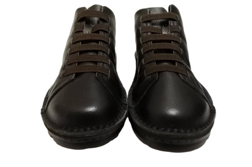 【TODAY's 7110 ブラック】ゴム紐撥水レザースニーカー レディース