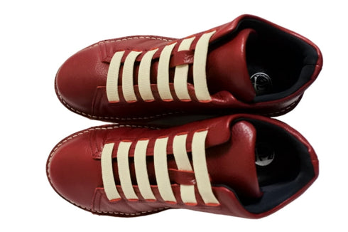 【TODAY's 7110 カーマイン】ゴム紐撥水レザースニーカー レディース