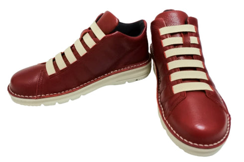 【TODAY's 7110 カーマイン】ゴム紐撥水レザースニーカー メンズ