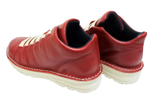 【TODAY's 7110 カーマイン】ゴム紐撥水レザースニーカー メンズ