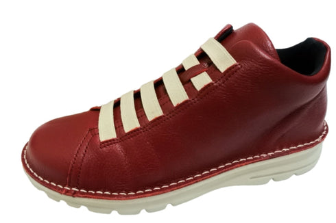 【TODAY's 7110 カーマイン】ゴム紐撥水レザースニーカー メンズ