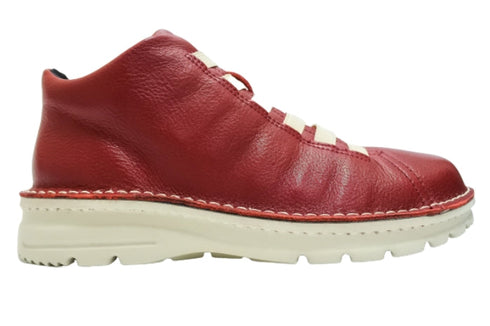 【TODAY's 7110 カーマイン】ゴム紐撥水レザースニーカー レディース