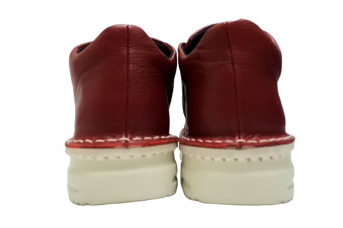 【TODAY's 7110 カーマイン】ゴム紐撥水レザースニーカー レディース