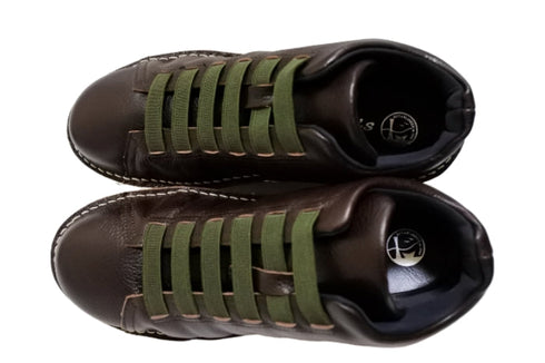 【TODAY's 7110 ダークブラウン】ゴム紐撥水レザースニーカー メンズ