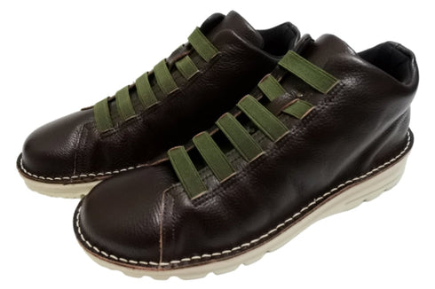 【TODAY's 7110 ダークブラウン】ゴム紐撥水レザースニーカー メンズ