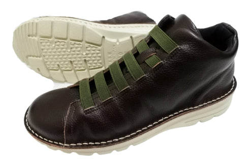 【TODAY's 7110 ダークブラウン】ゴム紐撥水レザースニーカー レディース