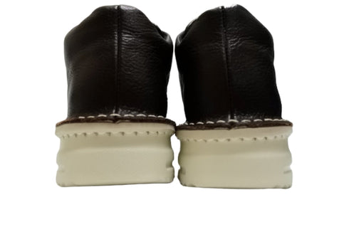 【TODAY's 7110 ダークブラウン】ゴム紐撥水レザースニーカー レディース