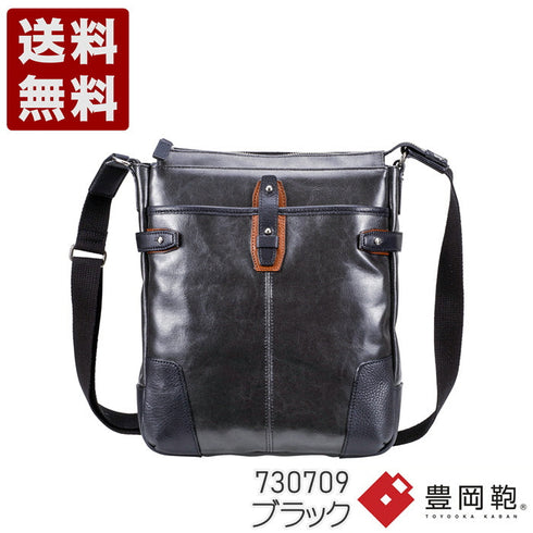 【豊岡鞄 木和田正昭商店 730709 ブラック】ORIGINAL BASIC 帆布PU×皮革ショルダーバッグ(L)