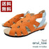 【arui_toe 7641 オレンジ】伸縮ゴムバックストラップ本革コンフォートサンダル