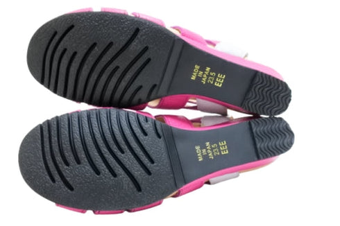 【arui_toe 7641 ピンク】伸縮ゴムバックストラップ本革コンフォートサンダル